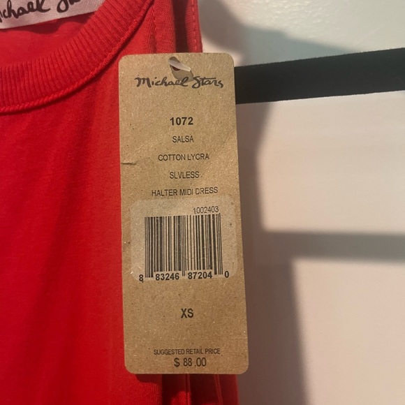 NWT Michael Stars Dress Halter Midi Ruched Dress - Red - Picture 4 of 6